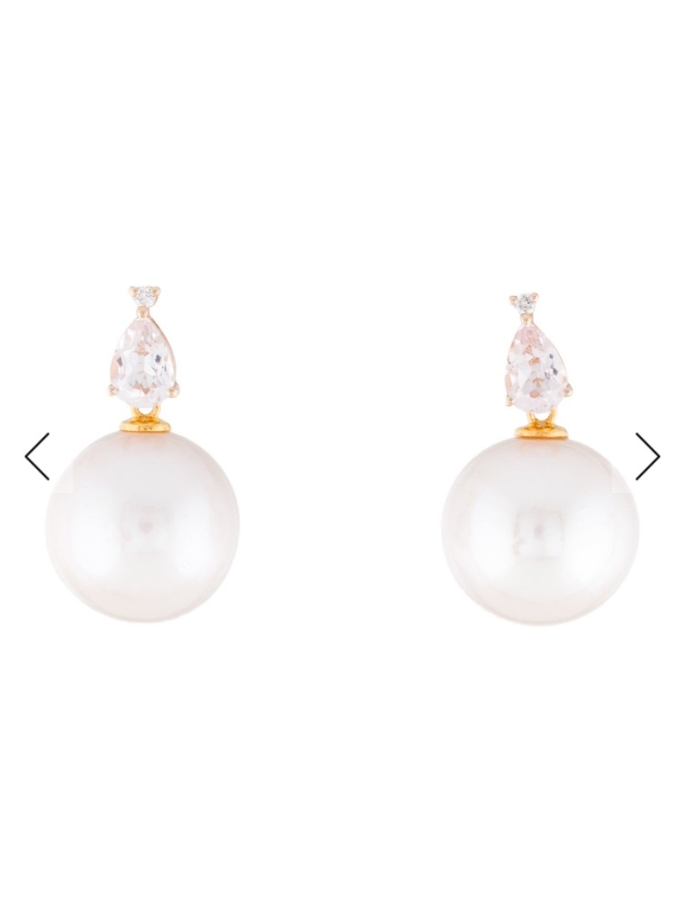 14k rose gold designer cultured Pearl Drop Earrings with morganite